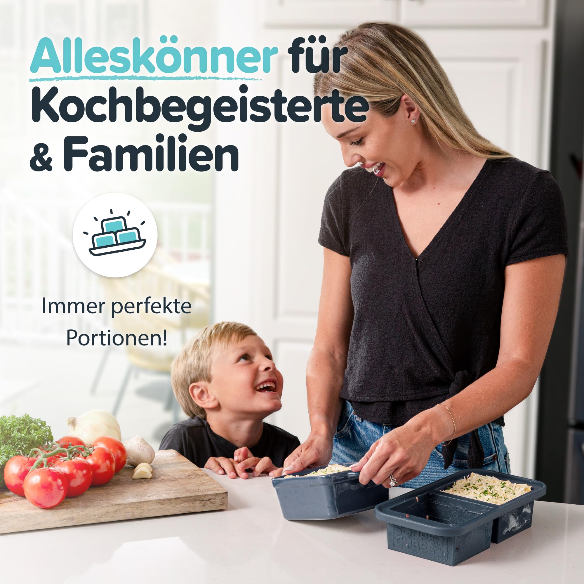 Souper Cubes 500 ml Silikon-Gefrierform mit Deckeln, Anthrazit, 2er-Pack