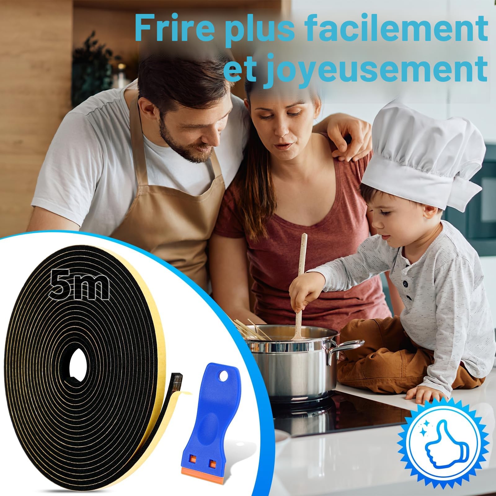 Bande d'étanchéité autocollante 5 m 7x2 mm caoutchouc mousse joint fenêtre cuisinières électriques