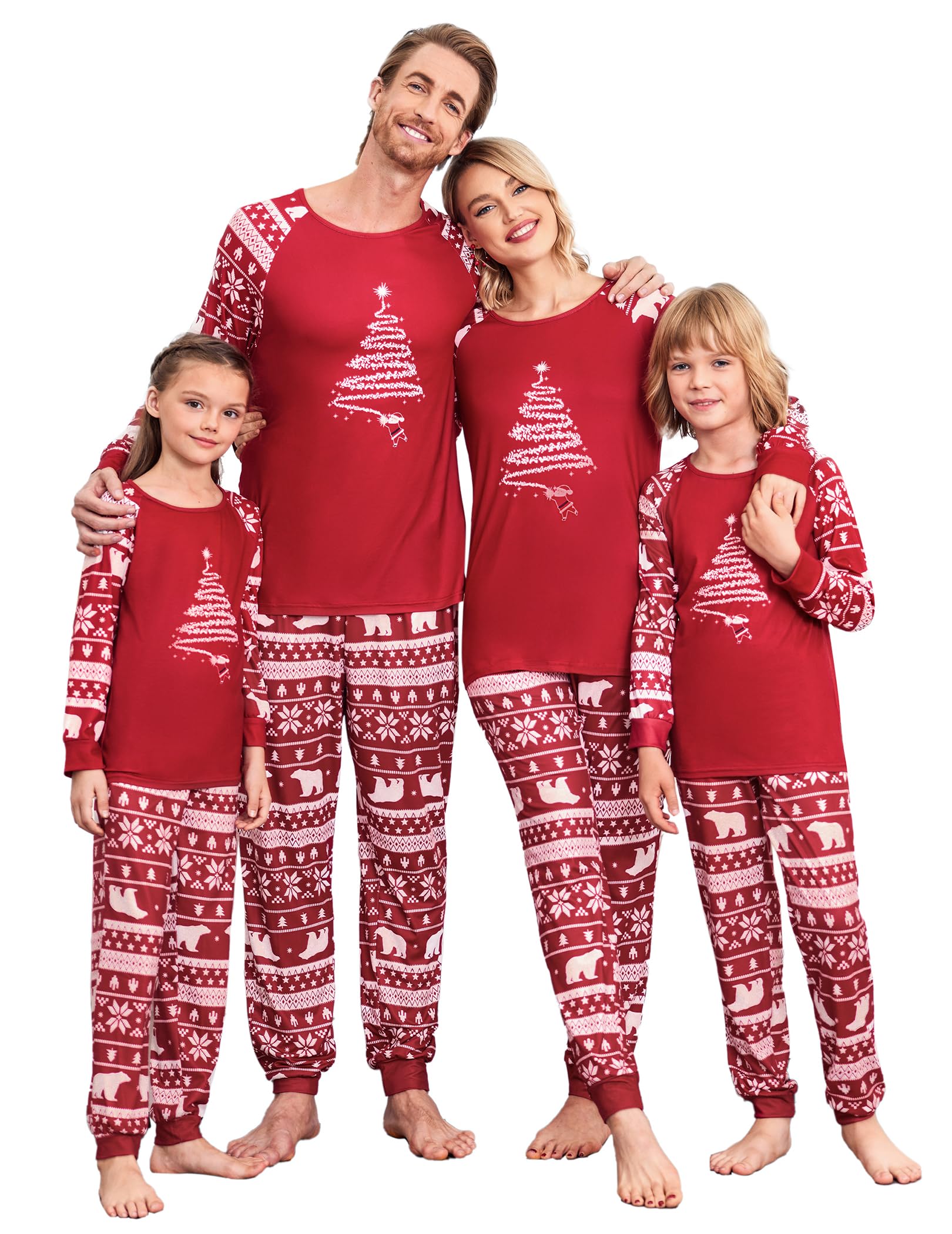 ekouaer Christmas Pajamas for Family Long Sleeve Pjs Matching Sets with Plaid Pants Soft Sleepwear Loungewear-picture-13