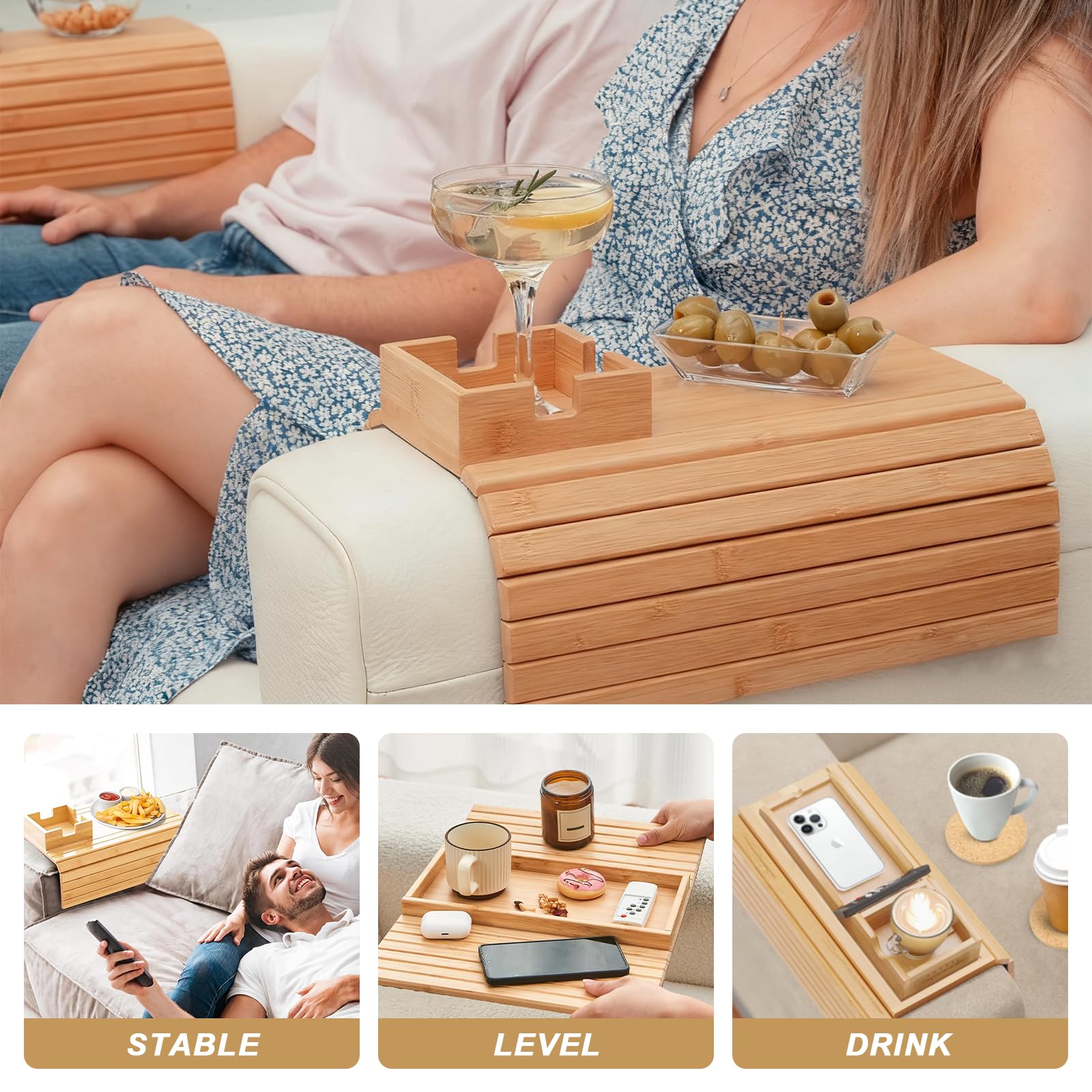 Tavolino Da Divano, Vassoio Da Divano, Posatazas Reposabrazos Sofa, Tabla Reposabrazos Sofa, Vassoio Appoggiabracci Antiscivolo Organizzatore, per Bevande, Cellulare, Telecomando, Snack