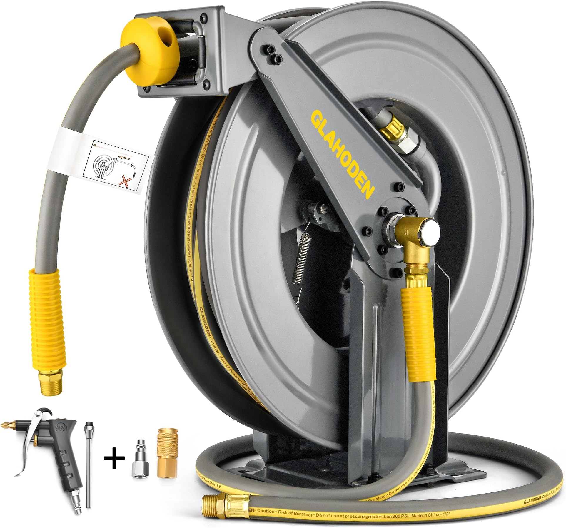 Primefit HRRUB380503 Industrial Grade Retractable Air Hose Reel with 50