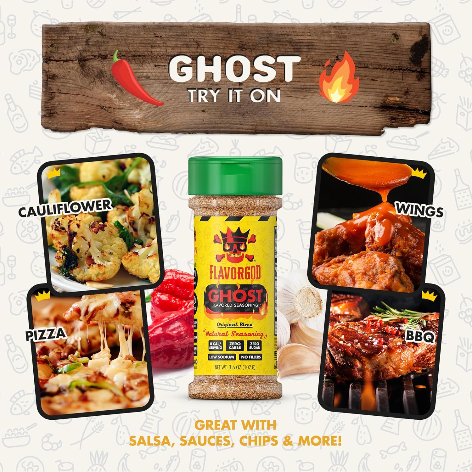Ghost Pepper Seasoning Mix, 2 Bottles by Flavor God - Premium All Natural & Healthy Spice Blend for Grilling Chicken, Beef, Seafood & Vegetables - Kosher, Gluten-Free, Dairy-Free, Vegan Keto Friendly