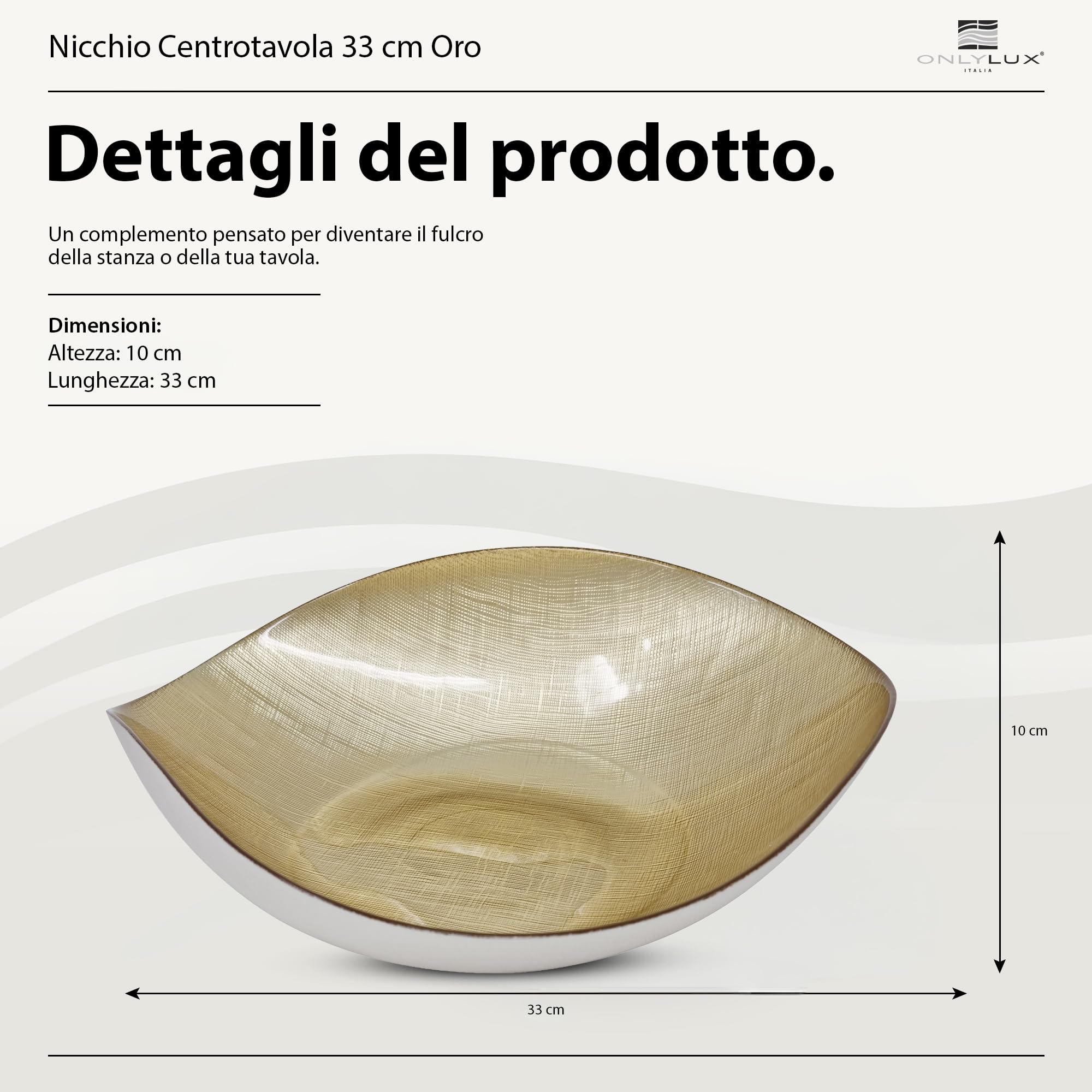Onlylux Centrotavola Nicchio in Vetro Centrifugato Artigianale 33 cm