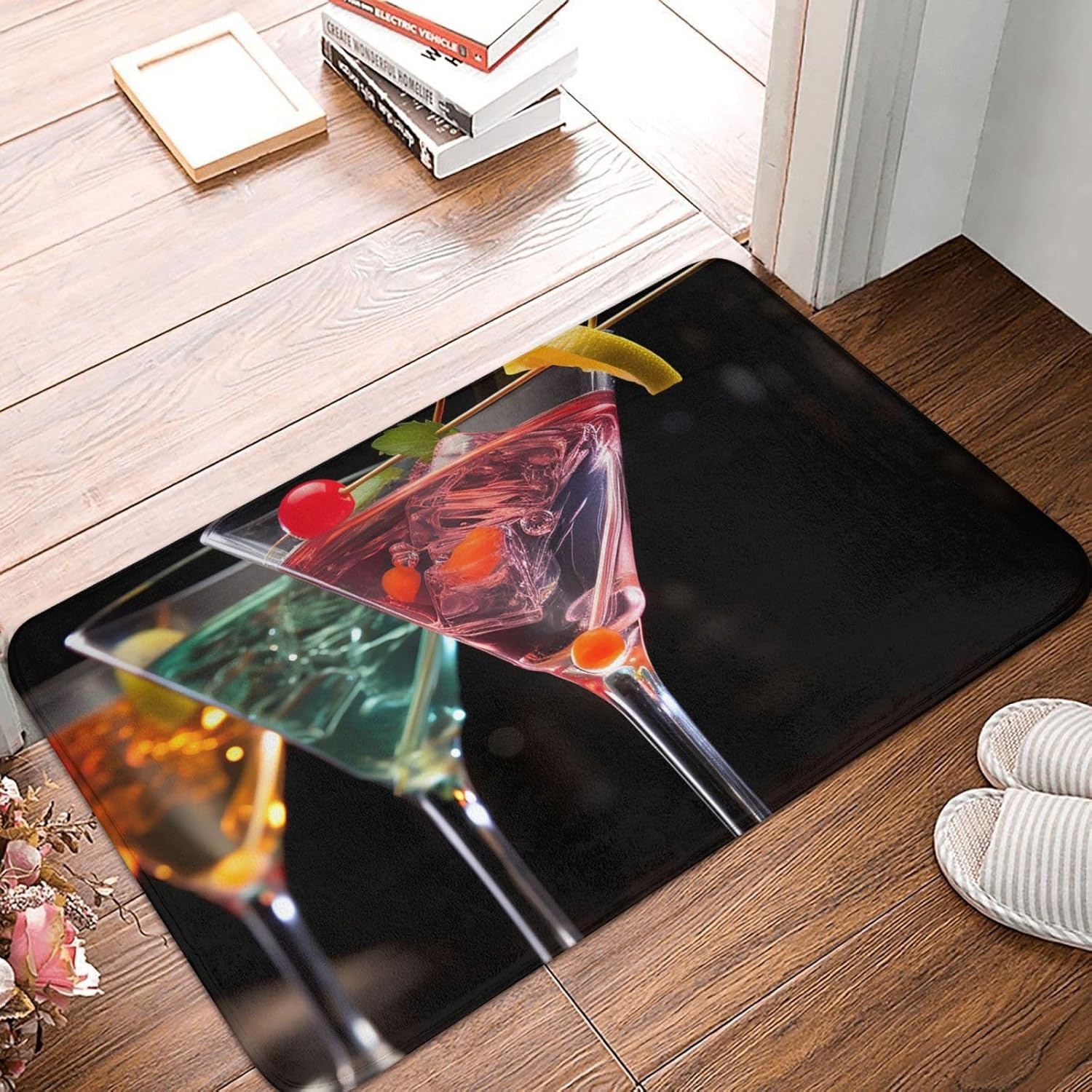 Martini Drink Printed Doormat Non-Slip Welcome Mats Floor Mats Outdoor Entryway Door Mat Rug for Indoor Outdoor Entrances 24x16 in