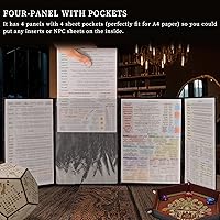 Vista 4 de CZYY DND Pantalla de Dungeon Master de Cuero Sintético con Relieve de Dragón y Mimic, Cuatro Paneles con Bolsillos Pantalla DM para Calabozos
