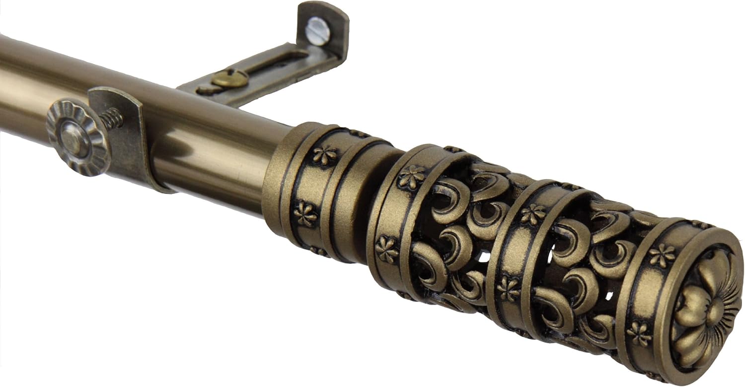 A&F Rod Decor - Carousel Curtain Rod 120-170 inch - Antique Brass