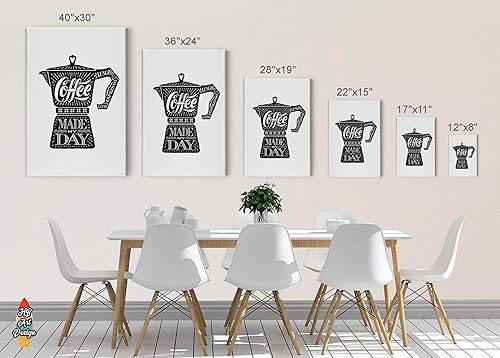 Miniatura 5 de HB Art Design Coffee Made My Day Black and White Retro Coffee Pot Canvas Print Wall Art Coffee Bar Decor Coffee Signs Kitchen Wall Decor Dining Room