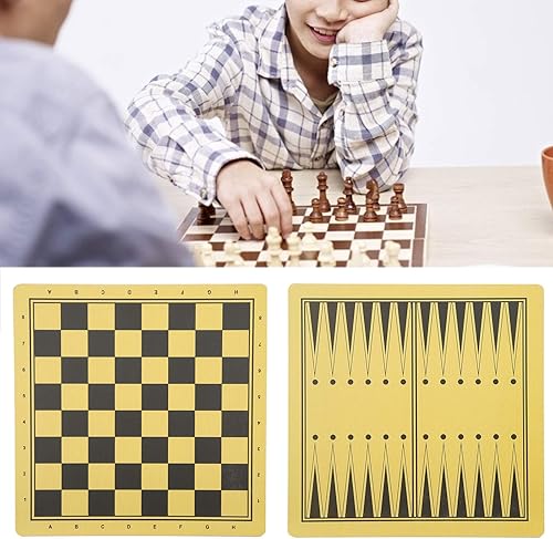 Miniatura 6 de Juego de 2 tableros de ajedrez y backgammon de madera de doble propósito, duradero y multiusos para interiores y exteriores, para ajedrez, damas y