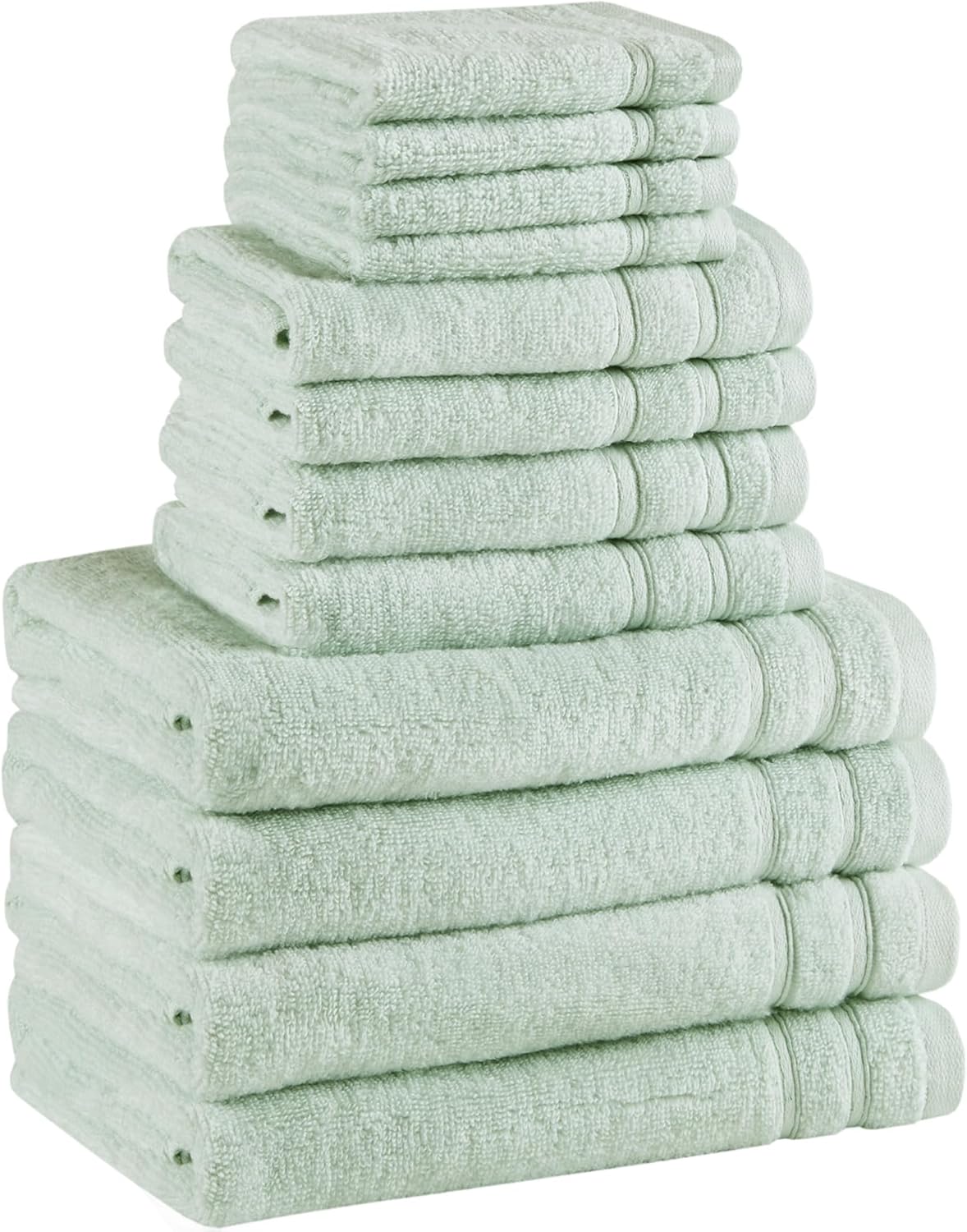 Comfort Spaces Luxury Bath Towel Set of 12 - 4 Large, 4 Hand, 4 Washcloths, 100% Cotton Quick Dry, Zero Twist, Soft Lightweight, Seafoam Green OEKO-TEX STANDARD 100