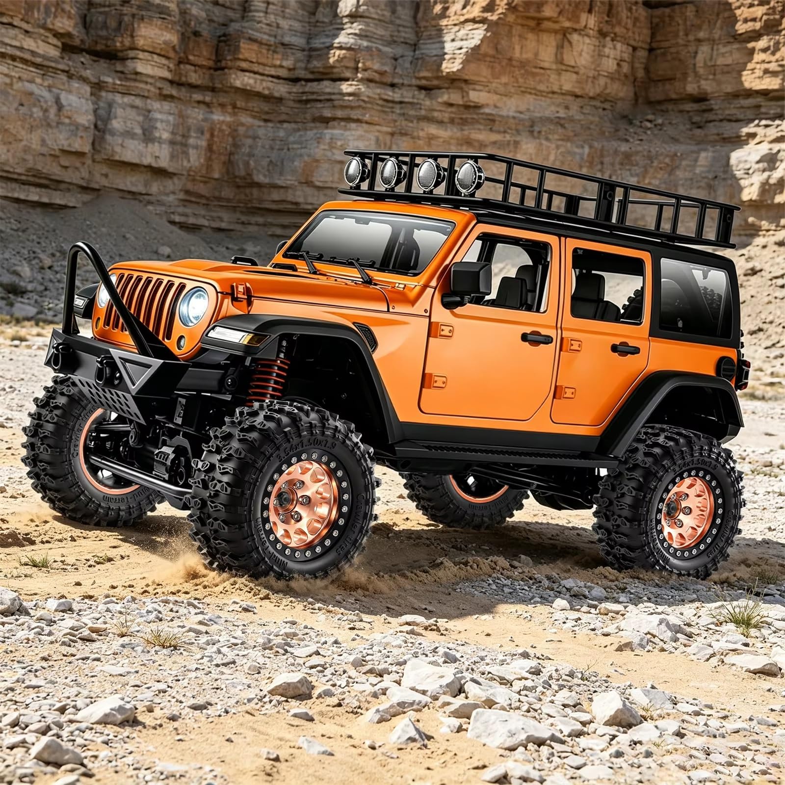 Pneumatici Ruote Beadlock Per Axial Per SCX10 Per Wraith D90 1/10 Accessori | Kit Pneumatici Fango Crawler con Battistrada Auto Pulente Cerchi Metallo Durevoli per Sentieri Umidi(Bronze)