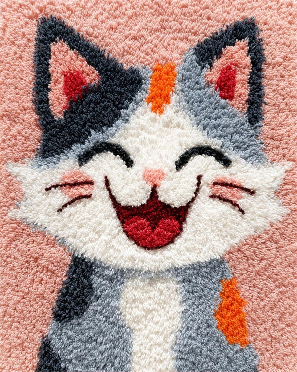 AMBATTERY Latch Hook Kits Carpet Fantasy Cat 60x40cm