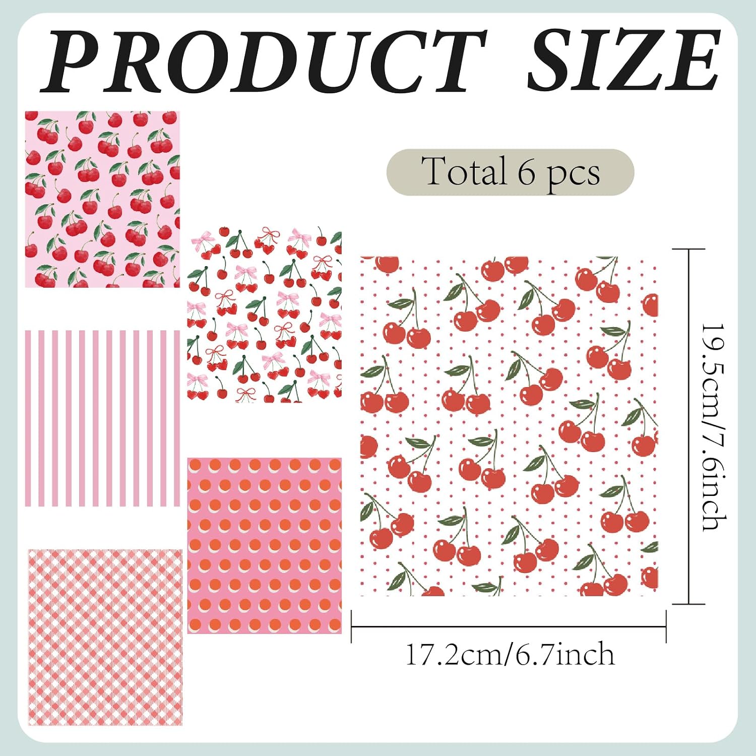 CREATCABIN 6 Styles Cherry Fruit Swedish Dishcloths for Kitchen Cleaning Cloths Cellulose Sponge Cloths Reusable Dish Rags Cleaning Towels Absorbent Cloths for Tableware Bathroom Office 6.7x7.6Inch image 2