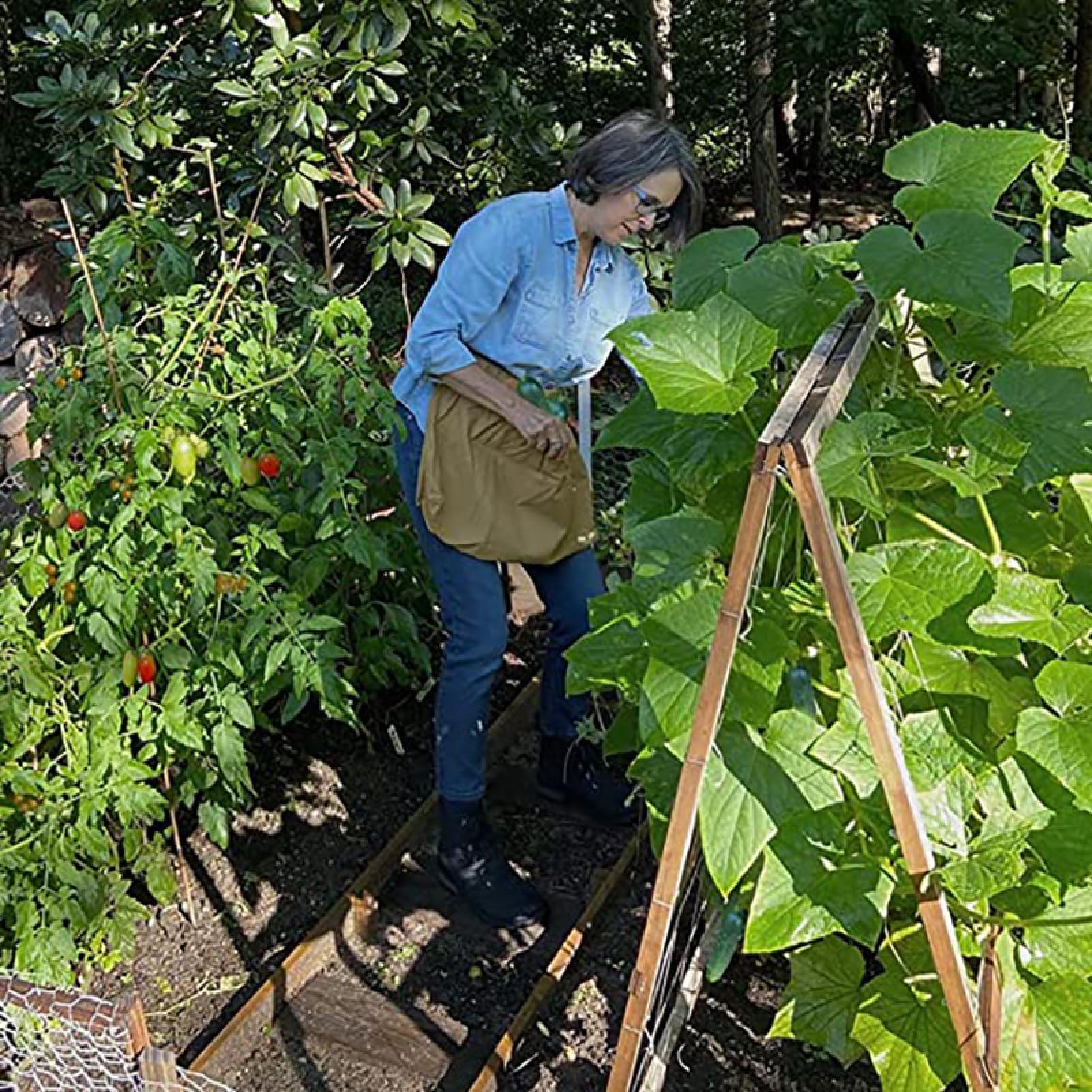 Tablier de récolte et de désherbage de sac de cueillette de fruits pour jardiniers pochette de rangement de récolte de légumes de grande capacité pour aide agricole(Kaki)