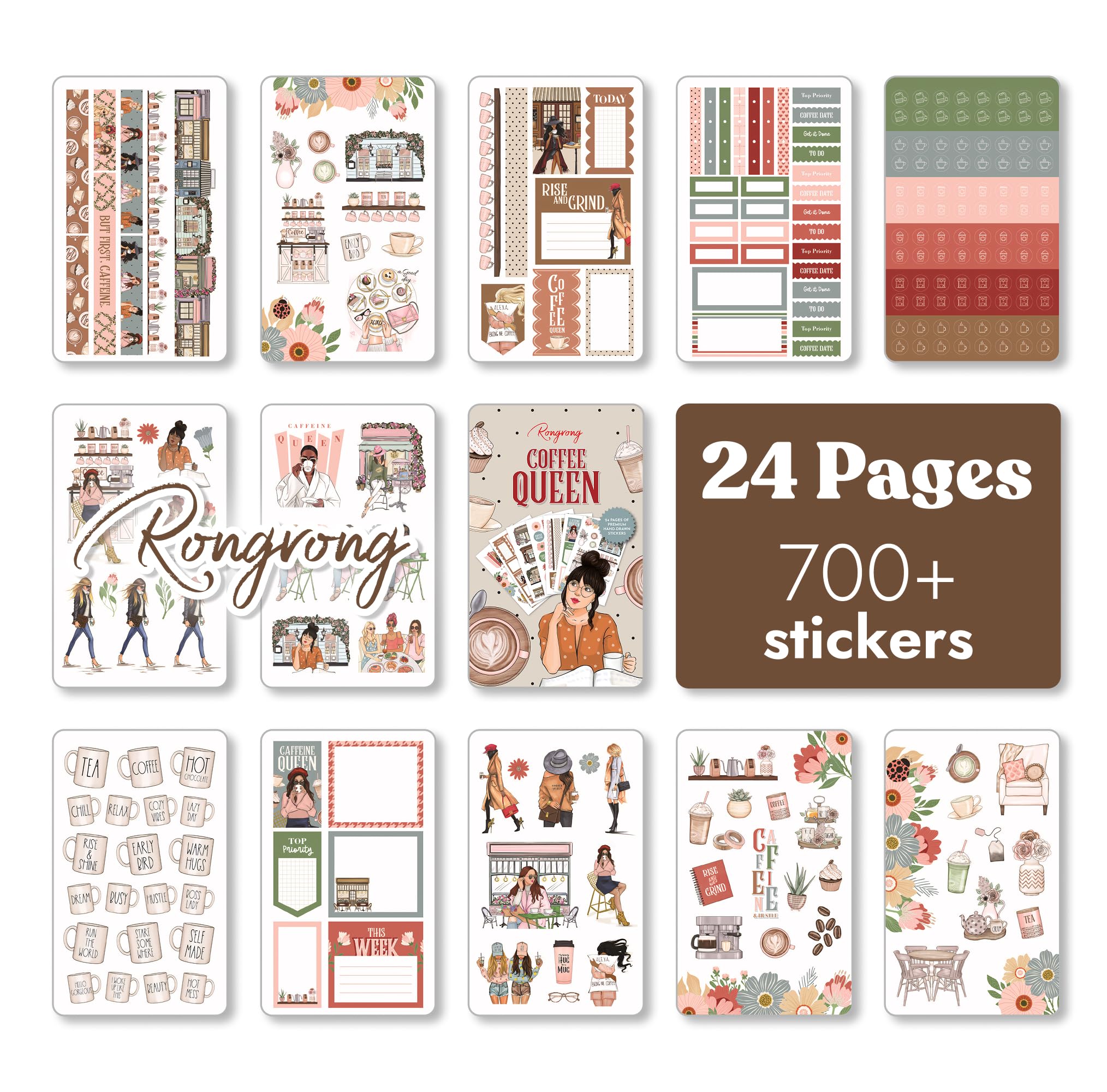 Livre d'autocollants Coffee Queen Planner pour l'organisation quotidienne