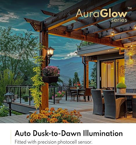 Miniatura 4 de Macetas para exteriores 2 en 1, luces solares para poste  montaje en pared o independiente, lámpara decorativa impermeable para césped, patio,