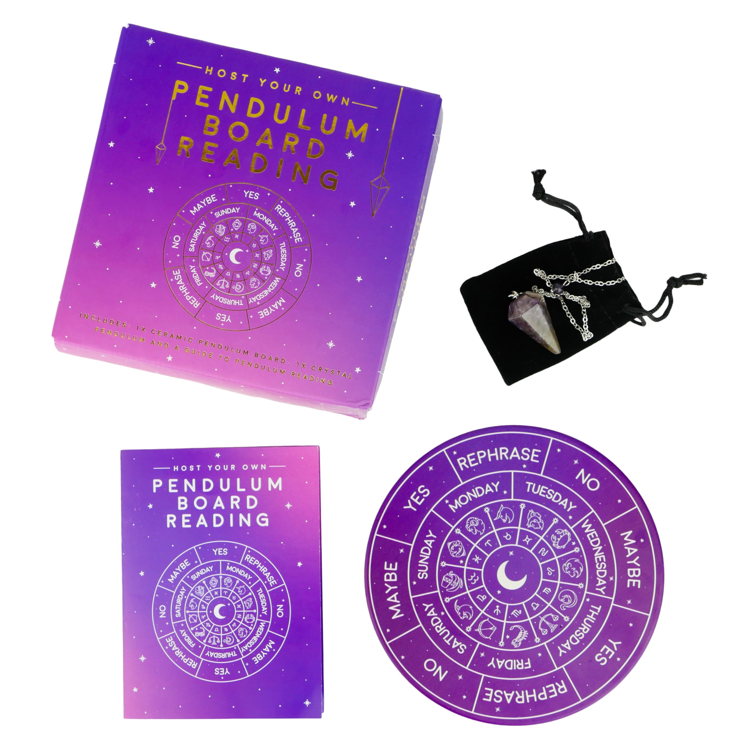 Pendulum Board Divination Kit - Metaphysical Dowsing Reading Board and Crystal - Pendulum Board Gift Set, Purple - Image 4