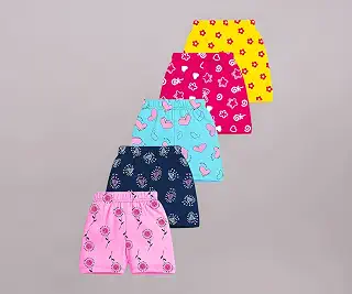 Kuchipoo Girls Regular Fit Cotton Shorts - Pack of 5