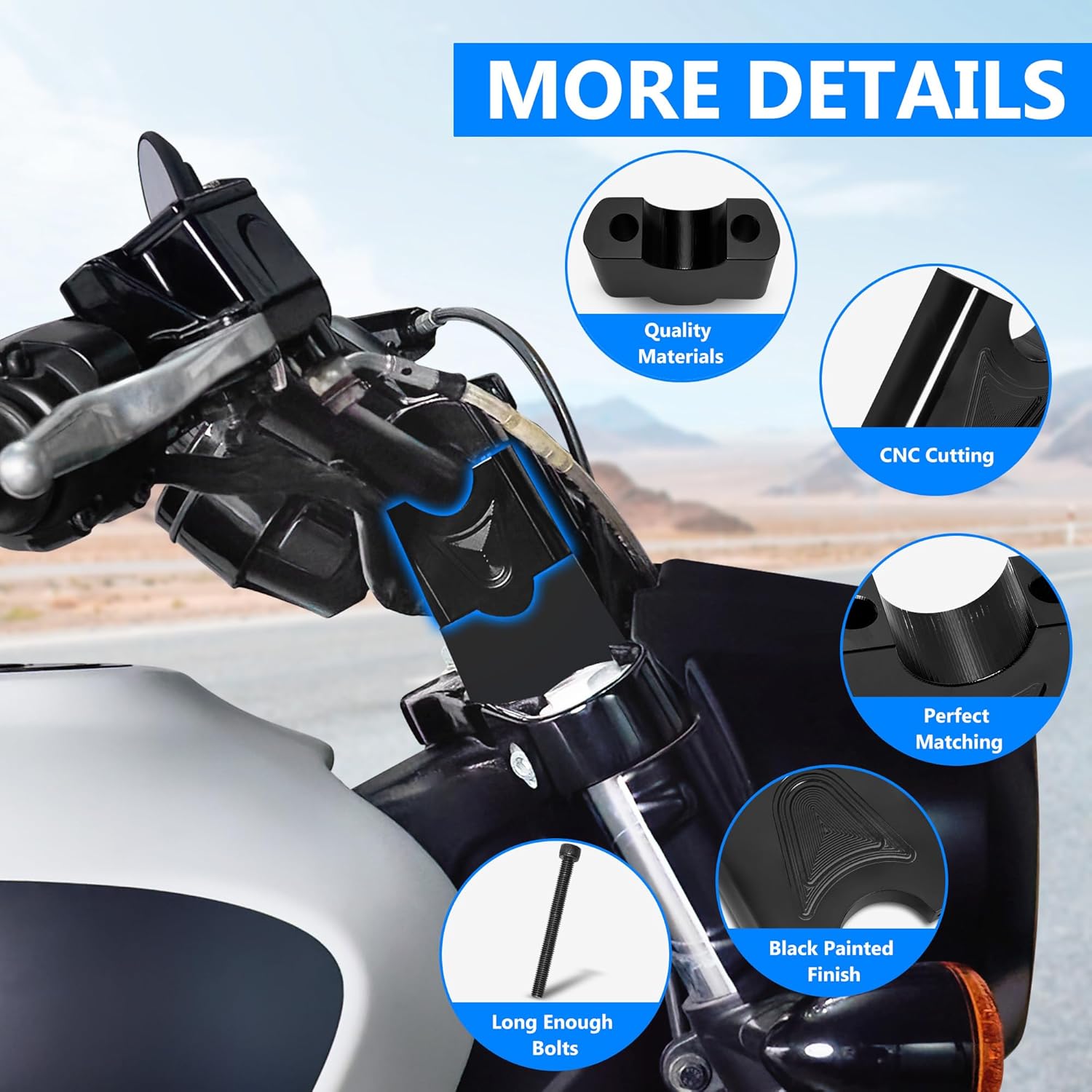 Aluminum 2" Rise Handlebar Riser Kit For Indian Scout/Bobber/Sixty 2015-2025 Models Handle Bar Accessories