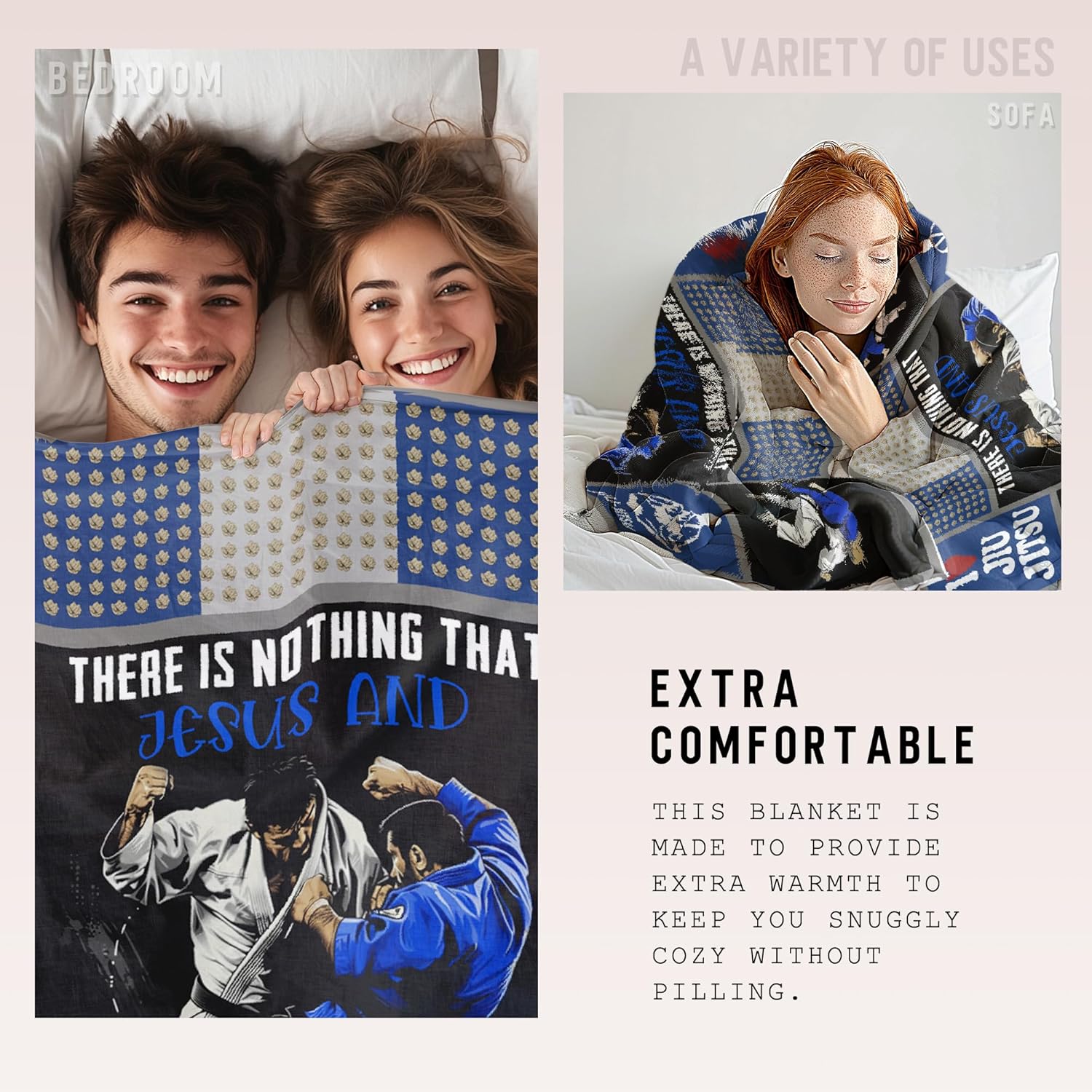 Jiu Jitsu Gifts Blanket, Soft Warm Flannel Throw Blankets, Jiu Jitsu Gifts for Men Boys, Lightweight Nap Print Blanket for Office Sofa Bed 60x50 in