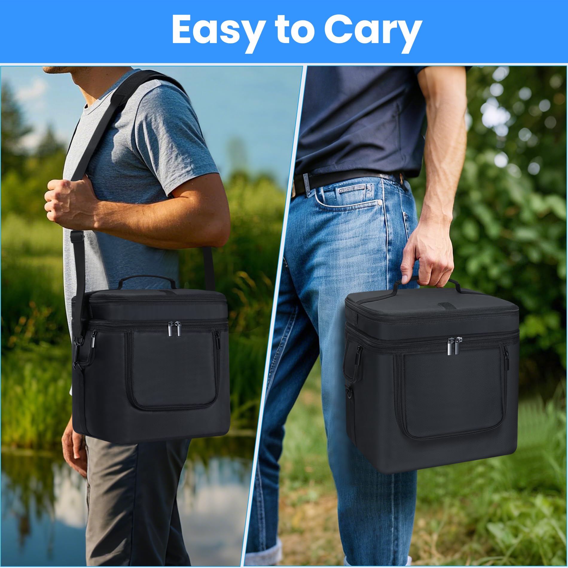 Bolsa de transporte compatible con ECOFLOW River 2 Pro, bolsa de almacenamiento de energía con correa de hombro ajustable, cubierta suave para generador con cremallera lateral, 28 x 27 x 23 cm