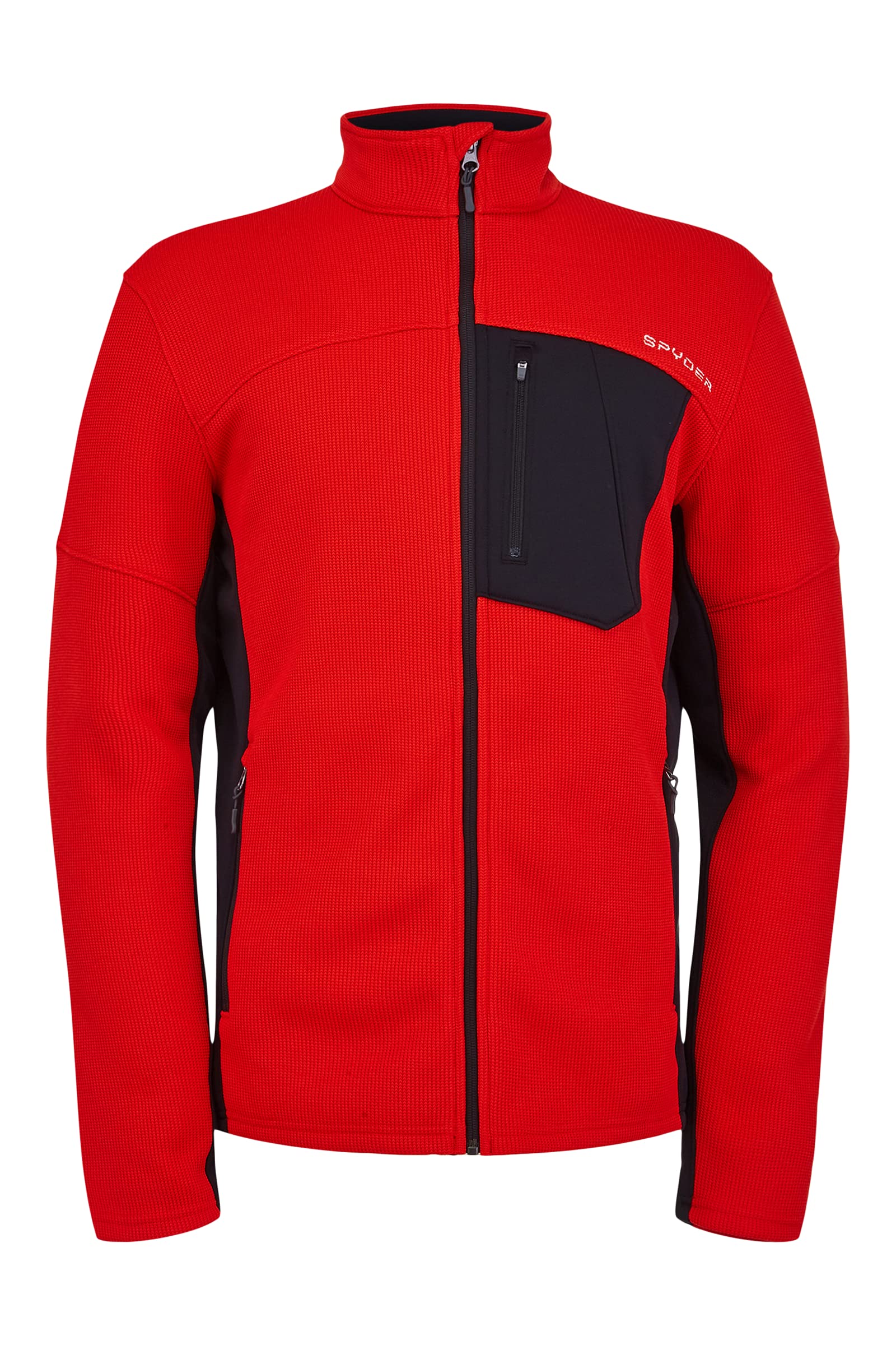 Spyder Men's Bandit Full Zip Mid-Layer Jacket Fleece, Volcano Black, XL