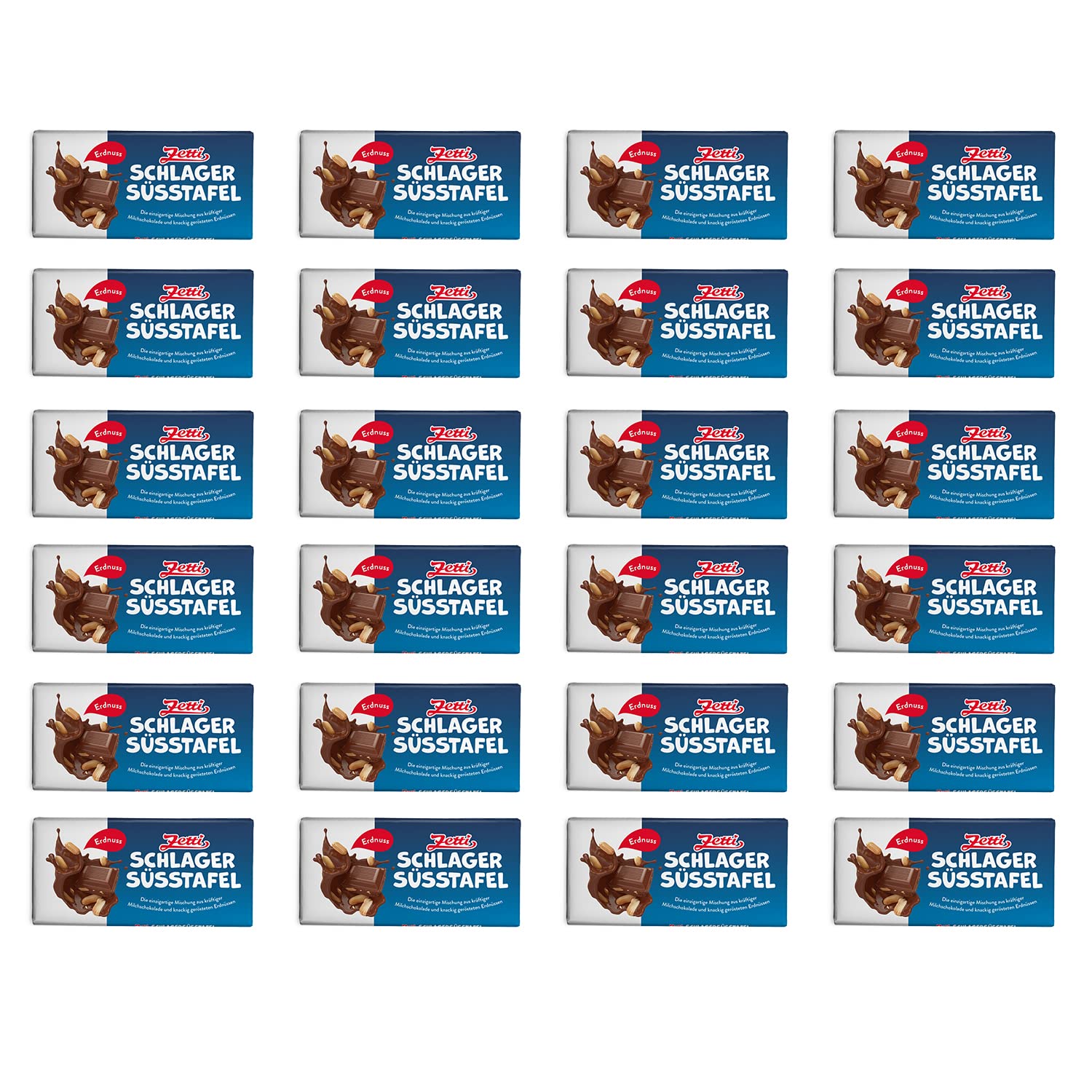 Zetti Schlager - Premium Schokolade mit gerösteten Erdnüssen – Knackige Schokolade mit Nüssen – Made in Germany 24 x 100g