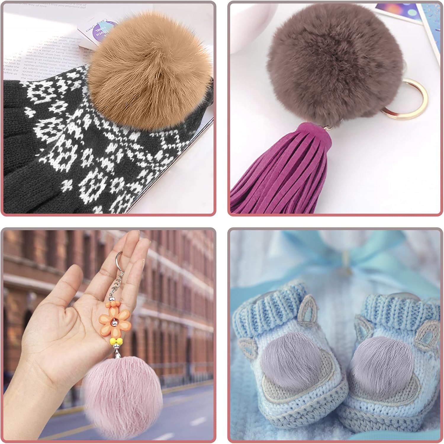 SIQUK 20 Pieces Fluffy Faux Fox Fur Pom Pom Balls with Elastic Loop for Hats Beanies Shoes Bags Accessories (10 Colors, 2 Pcs for Each Color) - Image 7