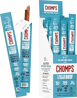 Grass Fed Sea Salt Beef Jerky Snack Sticks, Keto, Whole30, Paleo, Gluten Free, Sugar Free, Low Carb, AIP Diet Compliant, 1.15 Oz, Pack of 24