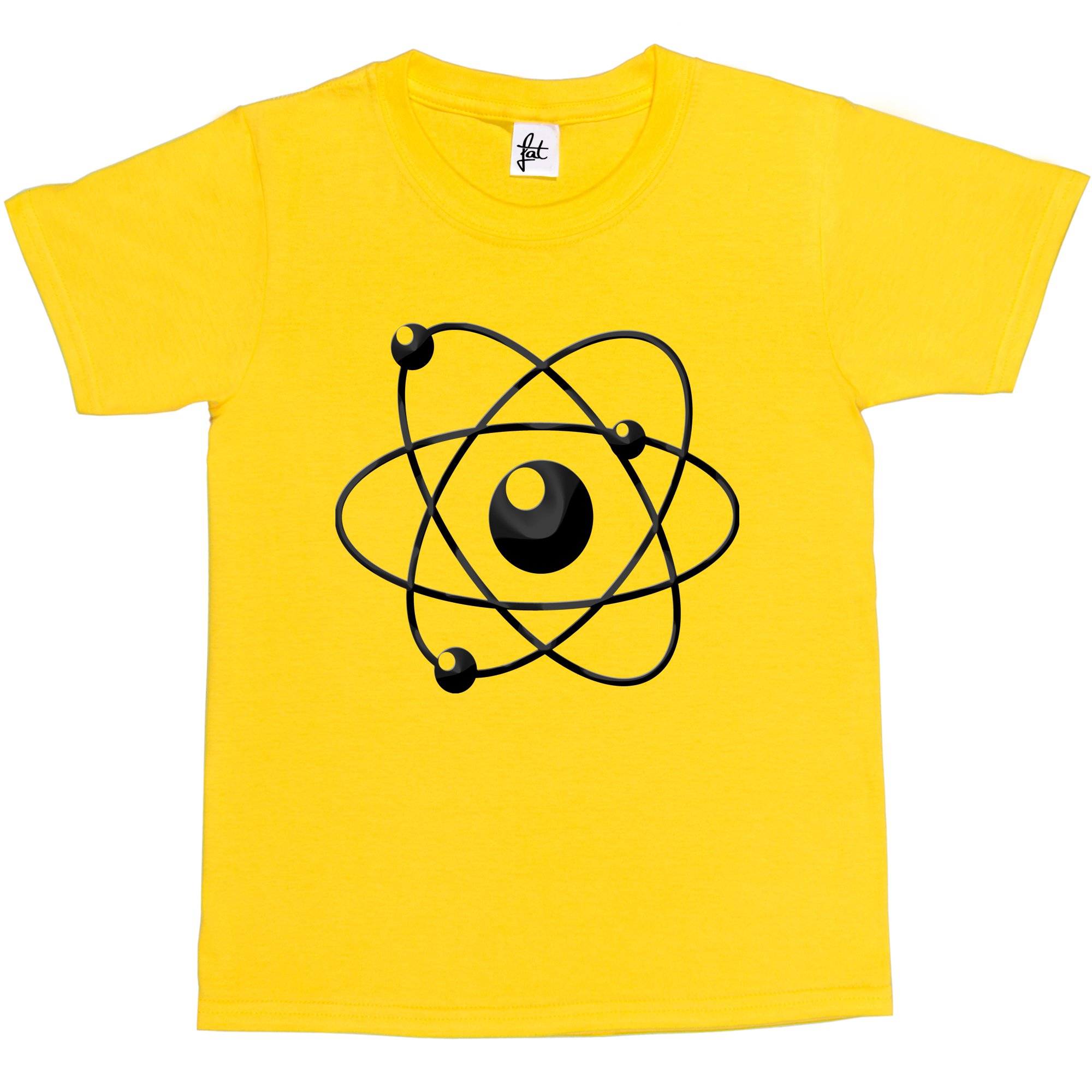 Fancy A Snuggle Boys Yellow Atom Atomic Symbol Chemistry Cool Geek Nerd Kids Girl Cotton Short Sleeve T-Shirt - Size 12-14 Years