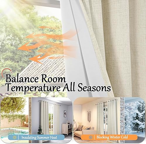 Miniatura 122 de Cortinas opacas de lino de 40 pulgadas de largo para ventana corta de cafetería, cortinas de arpillera con aislamiento térmico, bloqueo de luz