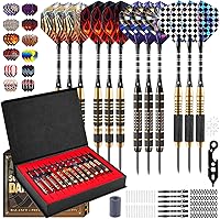 CHERAINTI Steel Tip Darts Set: 12PCS Professional Brass Barrels 20g/22g/24g, Aluminum Shafts, Flights, Tools & Case