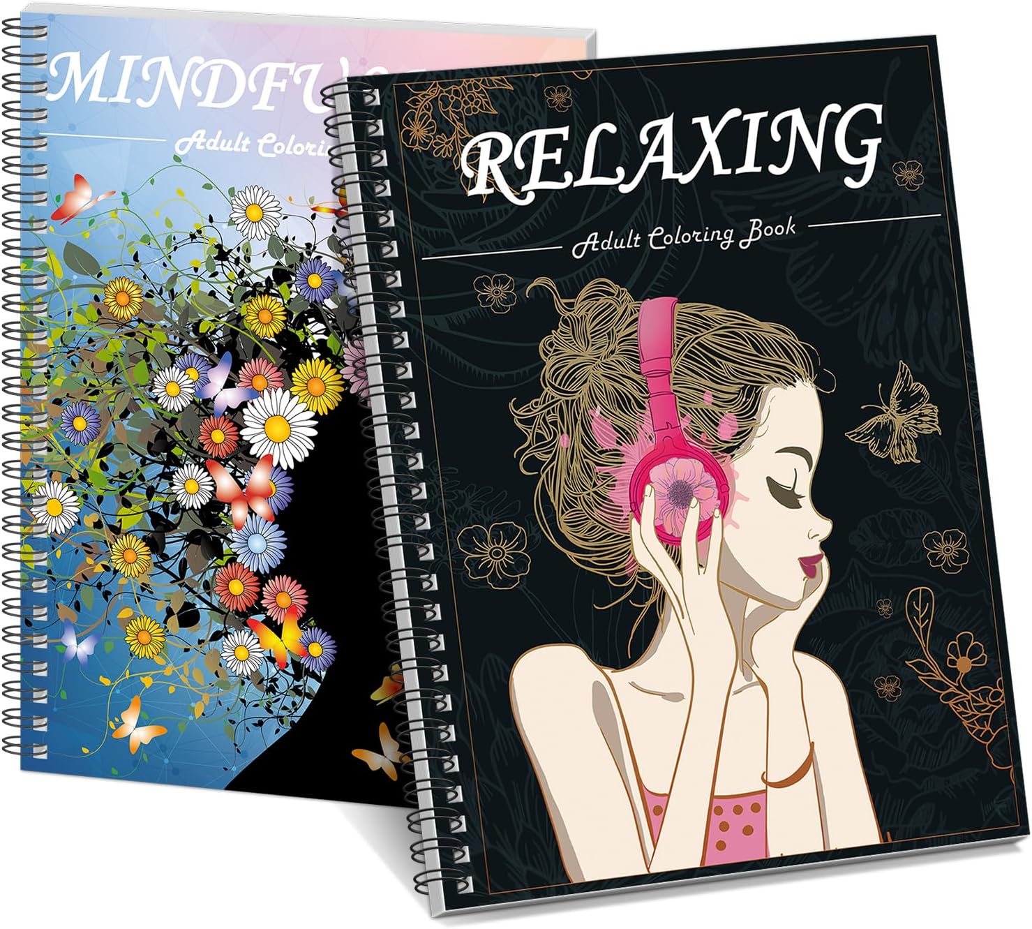 Kalysky Adult Coloring Book for Women,2Pack Mindfulness Coloring Books for Adults Relaxation Anxiety and Depression,Spiral Bound,Relaxation Arts and Crafts for Women