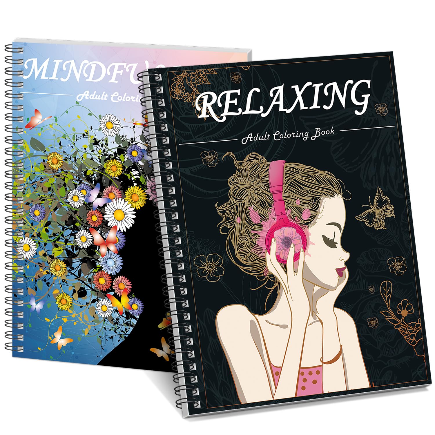 Kalysky Adult Coloring Book for Women,2Pack Mindfulness Coloring Books for Adults Relaxation Anxiety and Depression,Spiral Bound,Relaxation Arts and Crafts for Women