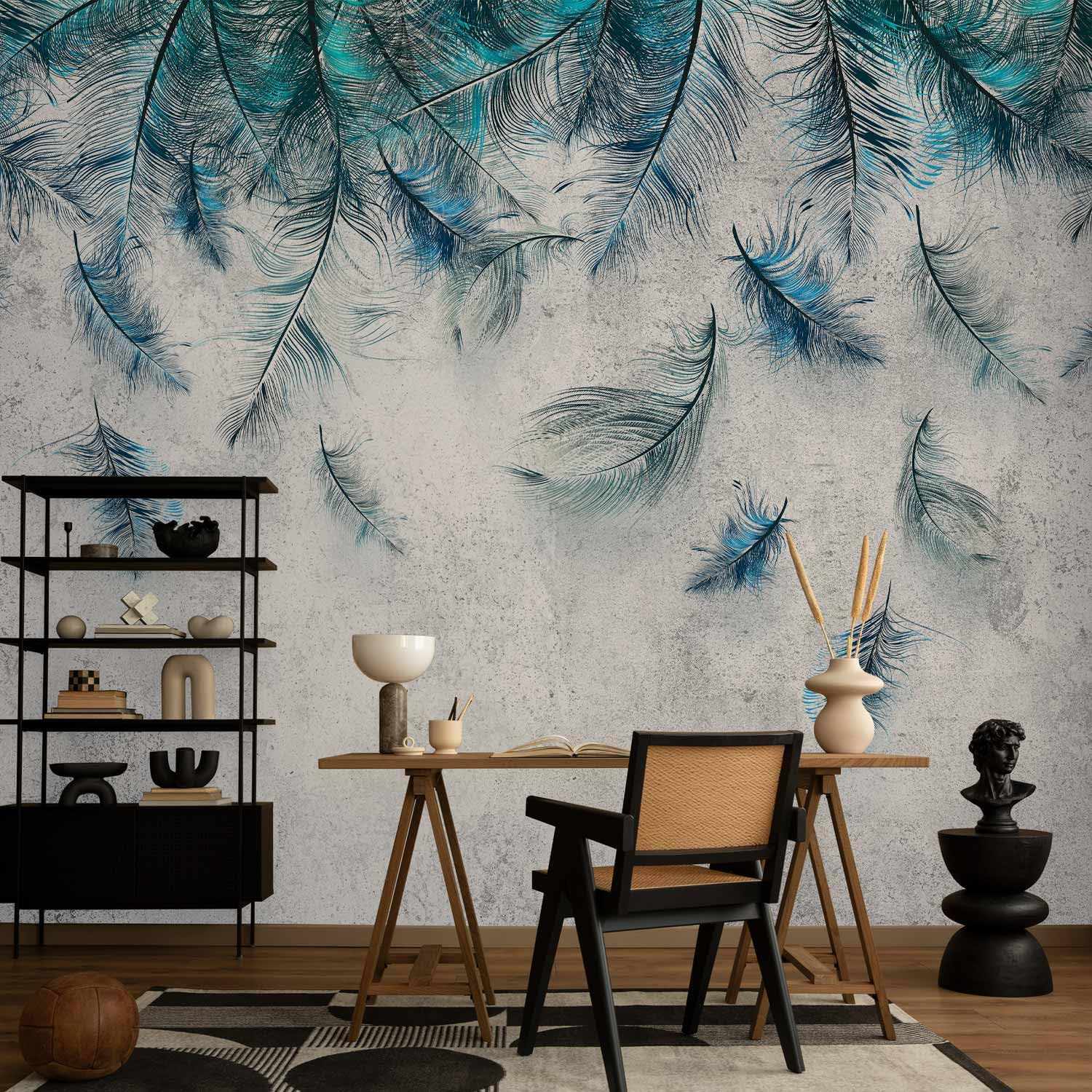 murando - Carta da Parati Moderna Spessa per Soggiorno, Piuma, 400x280 cm