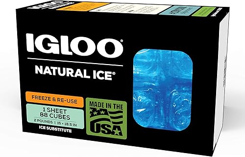 Igloo Maxcold - Bandeja de hielo natural, 88 cubos, 15 x 18.5 pulgadas, azul