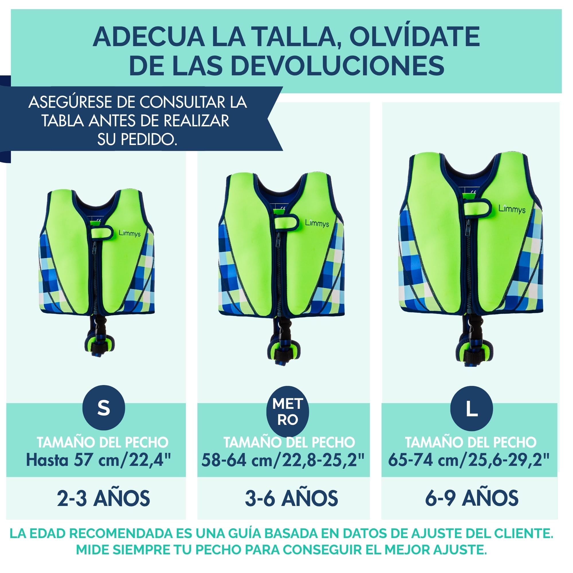 Chaleco de Natación Limmys para Niños – Sistema de Flotación Ajustable de 8 Paneles, Certificado CE, Diseño Premiado, Neopreno Suave, Construcción Resistente, Bolsa de Transporte Incluida