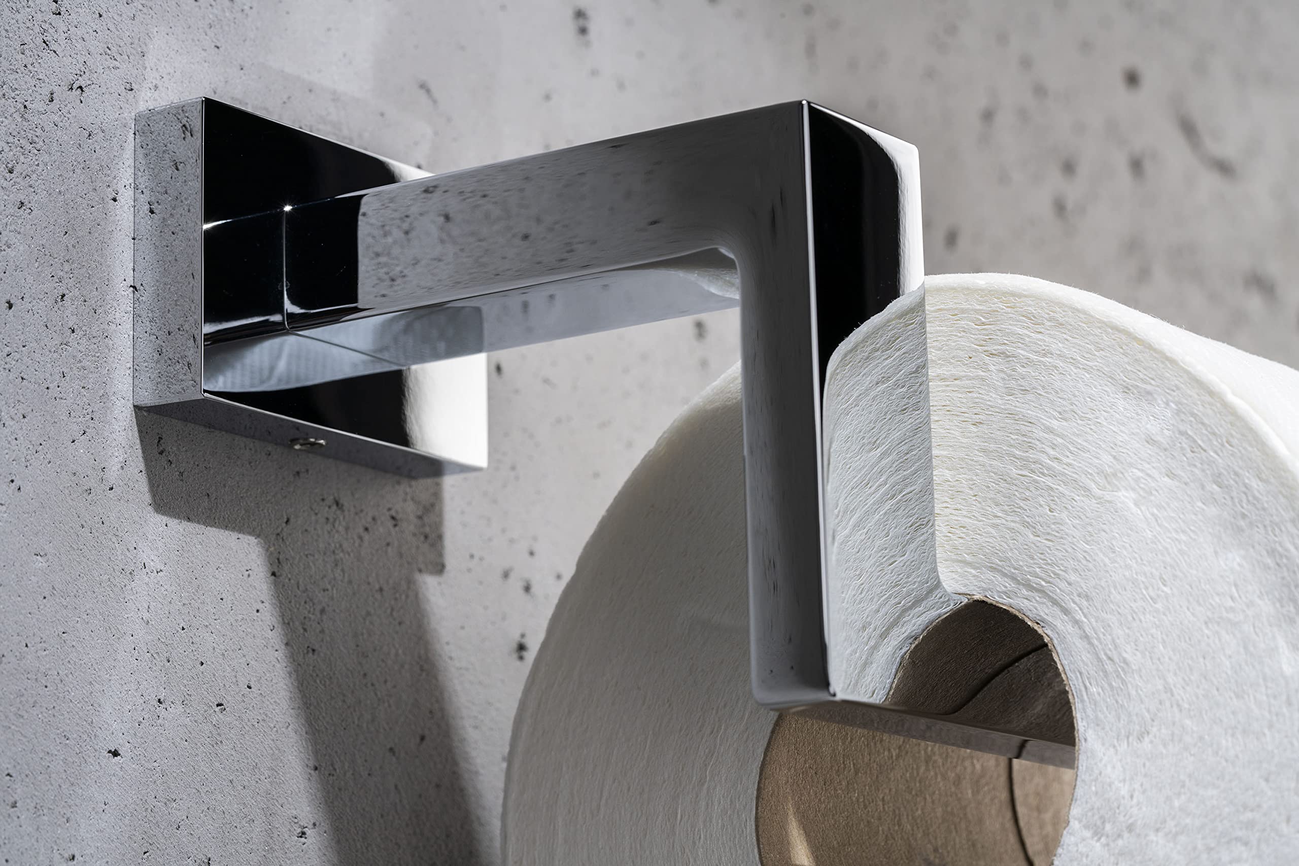 141S1 Soporte de Pared para Rollo – Porta Rollos de Papel Higiénico en Zinc Cromado Resistente, Diseño Moderno, Elegante y Funcional para Baño, Cromo