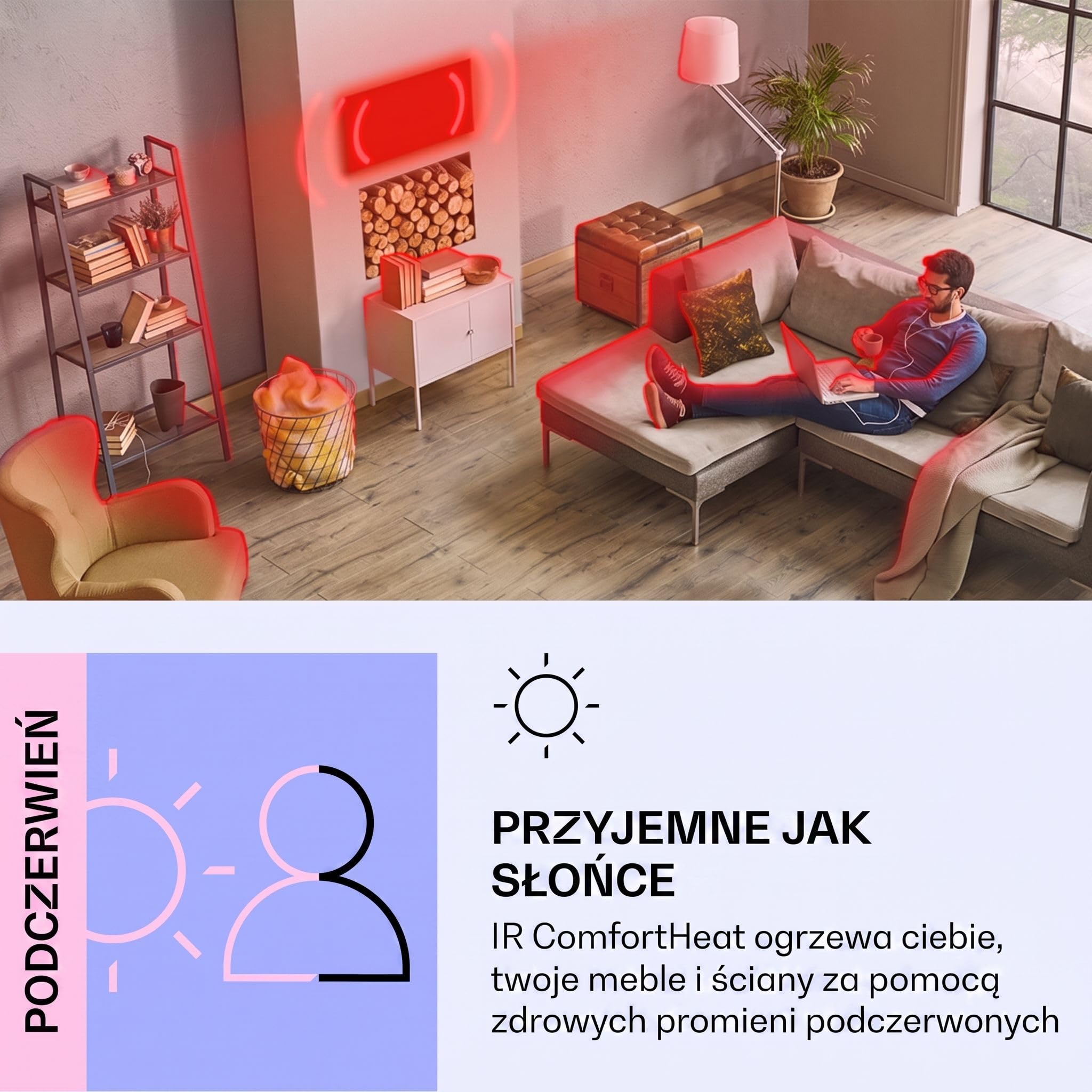 Klarstein Ogrzewanie na podczerwień, ogrzewanie na podczerwień z termostatem, ogrzewanie z wykrywaniem otwartego okna i pilotem zdalnego sterowania, ogrzewanie bez CO2, montaż sufitowy, IP44, 350 W