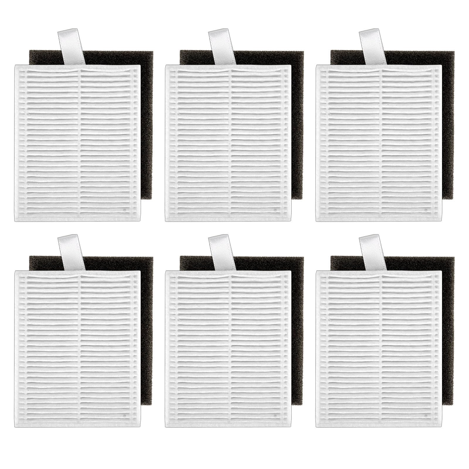 (6 Pack) L60 HEPA Efficiency Filters Compatible with Eufy L50, L50 SES, L60, L60 Hybrid, L60 SES Series Robot Vacuum, Robot Vacuum Replacement Parts, with Foam Filter 6 Sets