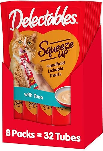 Hartz Delectables Squeeze Up Interactive Lickable Wet Cat Treats for Adult Senior Cats Multiple Flavors
