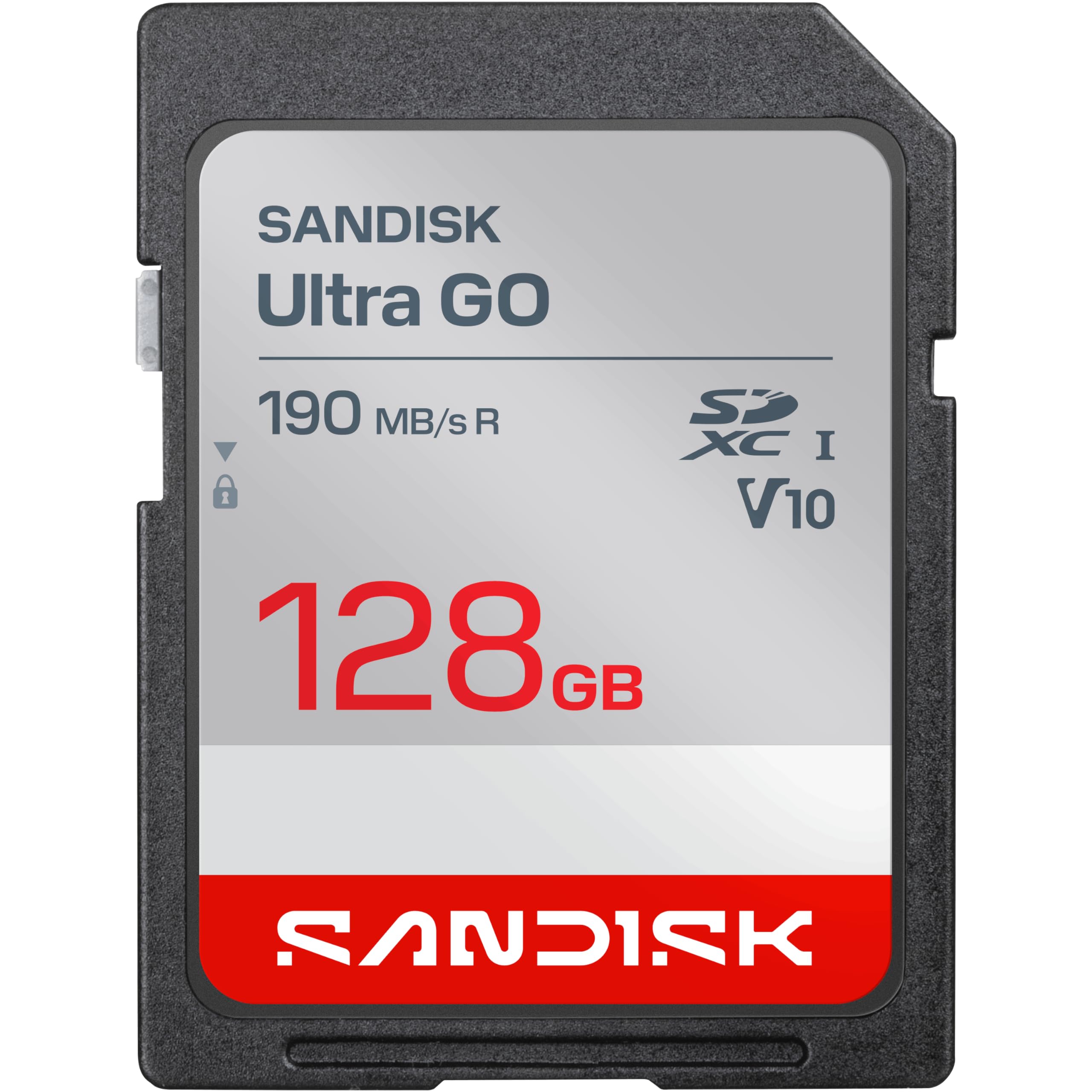 SANDISK Ultra Go Tarjeta SD UHS-I de 128 GB, velocidad de lectura de hasta 190 MB/s, grabación de vídeo Full HD, tarjeta de memoria para cámara réflex digital y cámara sin espejo
