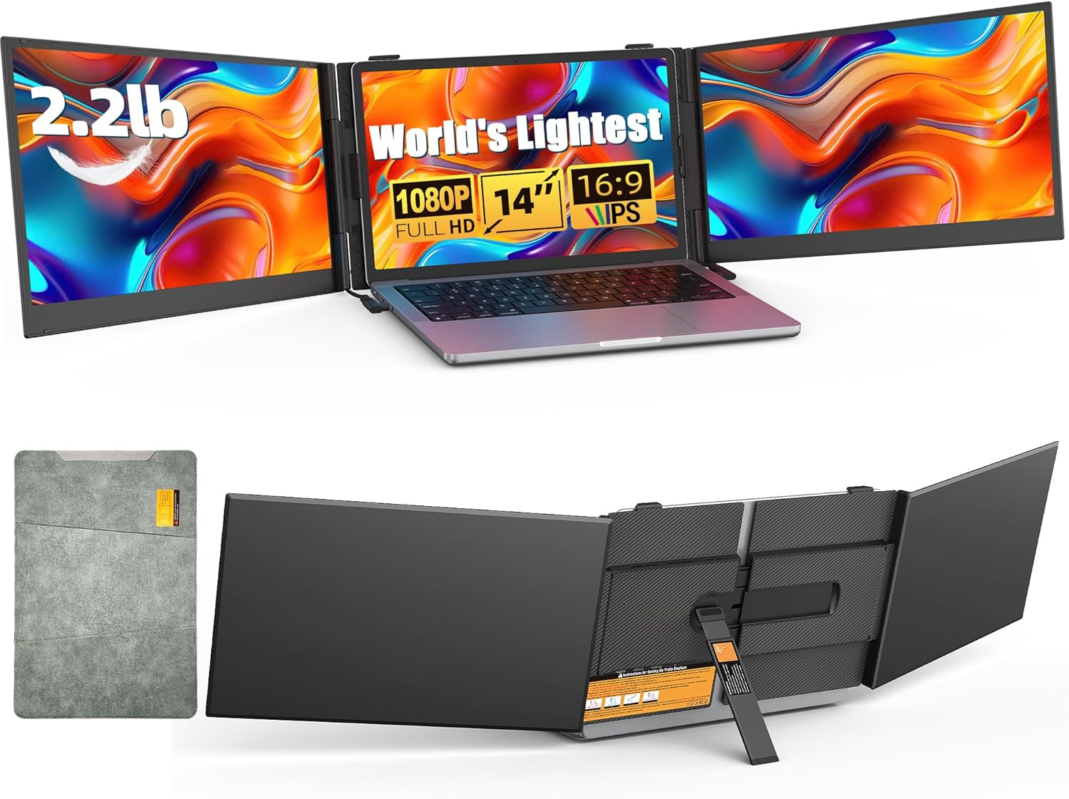 S8 Pro triple laptop monitor 14 inch 1080P IPS