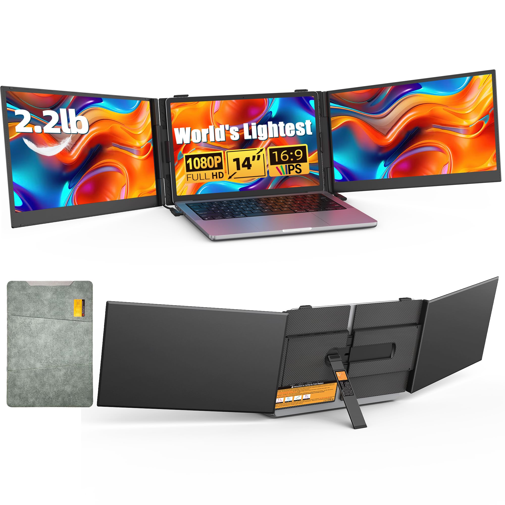 BreezyLife 14 Triple Laptop Screen Extender