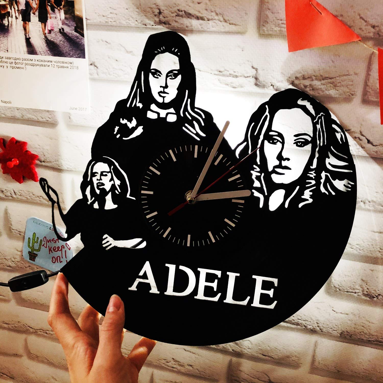 Vinyl Wall Clock Compatible with Adele LED Backlight Vinyl Night Atmosphere Light Lamp Creative Clas