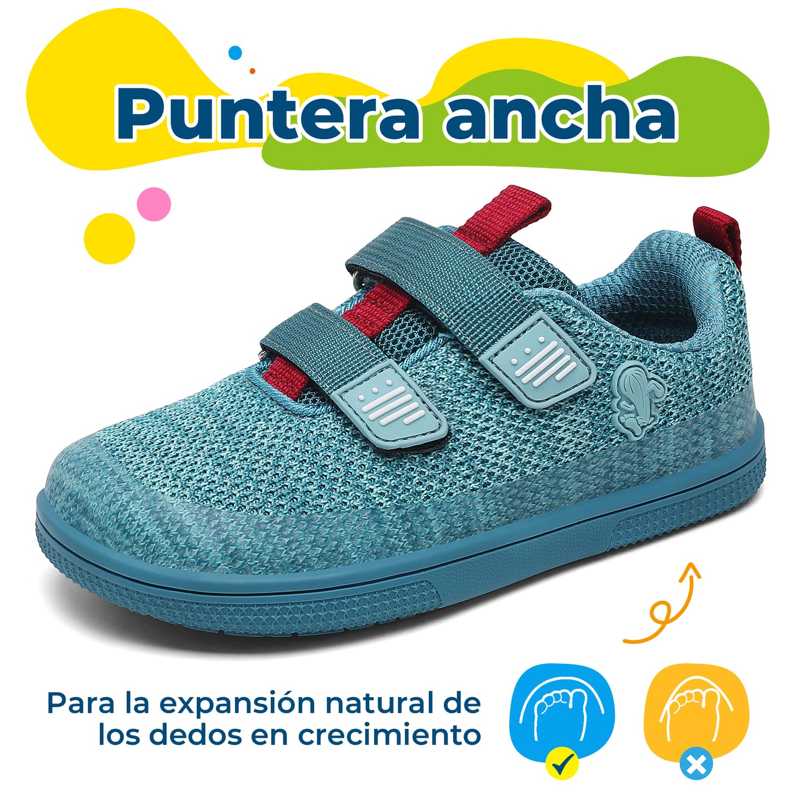 Saguaro Zapatos Barefoot para niños, Cierre de Gancho y Bucle y Puntera Ancha, Zapatos Infantiles Casuales para el día a día y el Colegio, Gr.25-36