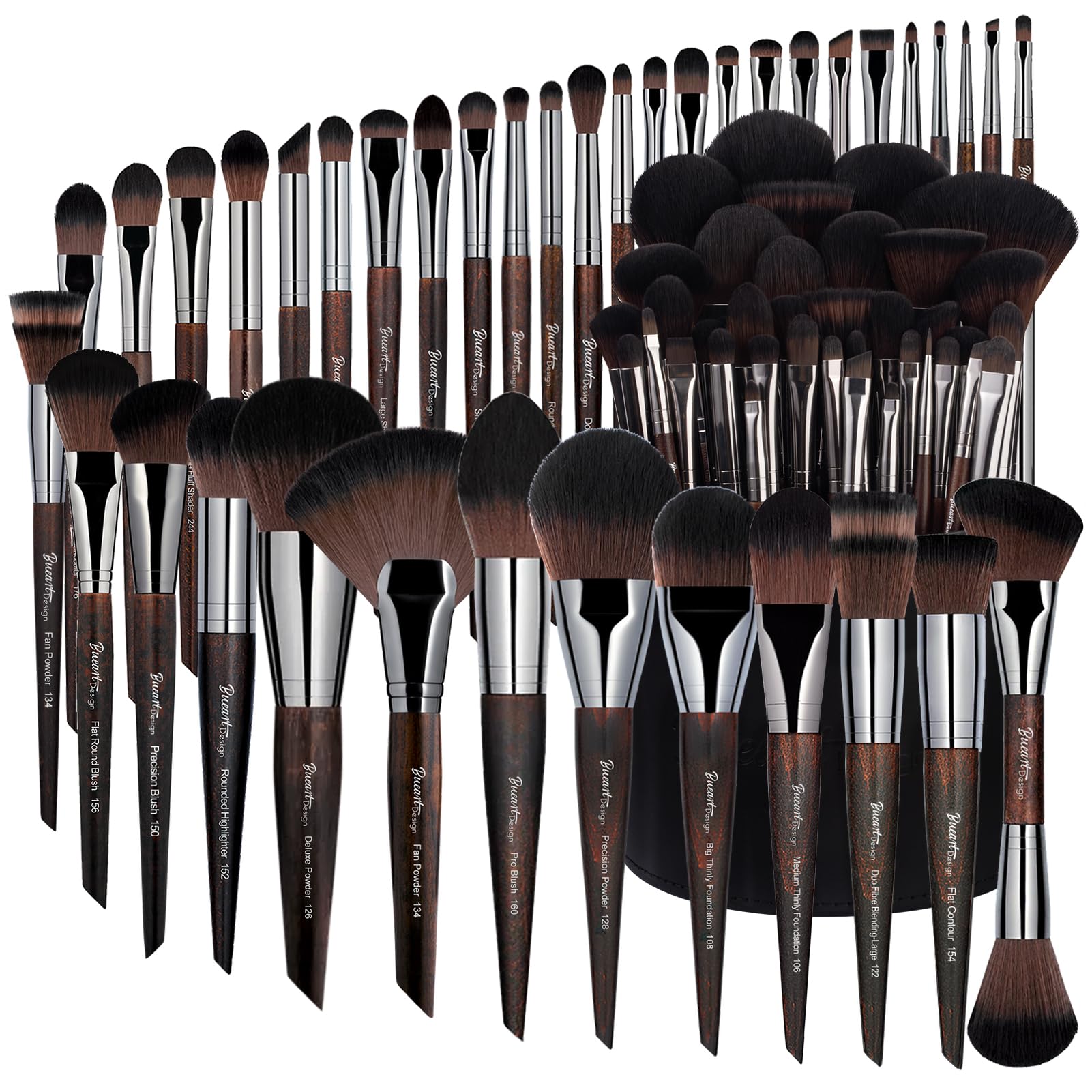 Set di pennelli da trucco professionali, 38 pezzi, collezione Kabuki di alta qualità, non testati sugli animali, pennelli cosmetici per fondotinta, sfumatura, ombretto, con manici in legno scuro