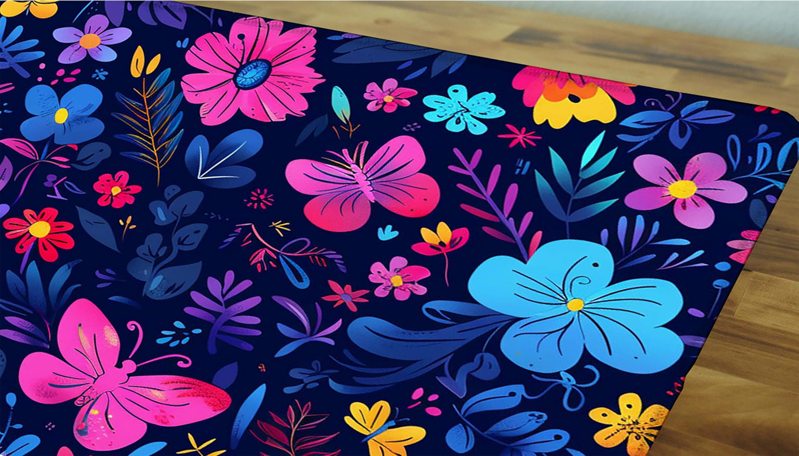 Niebieska podkładka pod mysz XXL, podkładka na biurko, 1200 x 600 cm, szyte krawędzie, podkładka pod mysz, gumowa podstawa, motyl, podkładka pod mysz, stabilna przyczepność na gładkich powierzchniach,