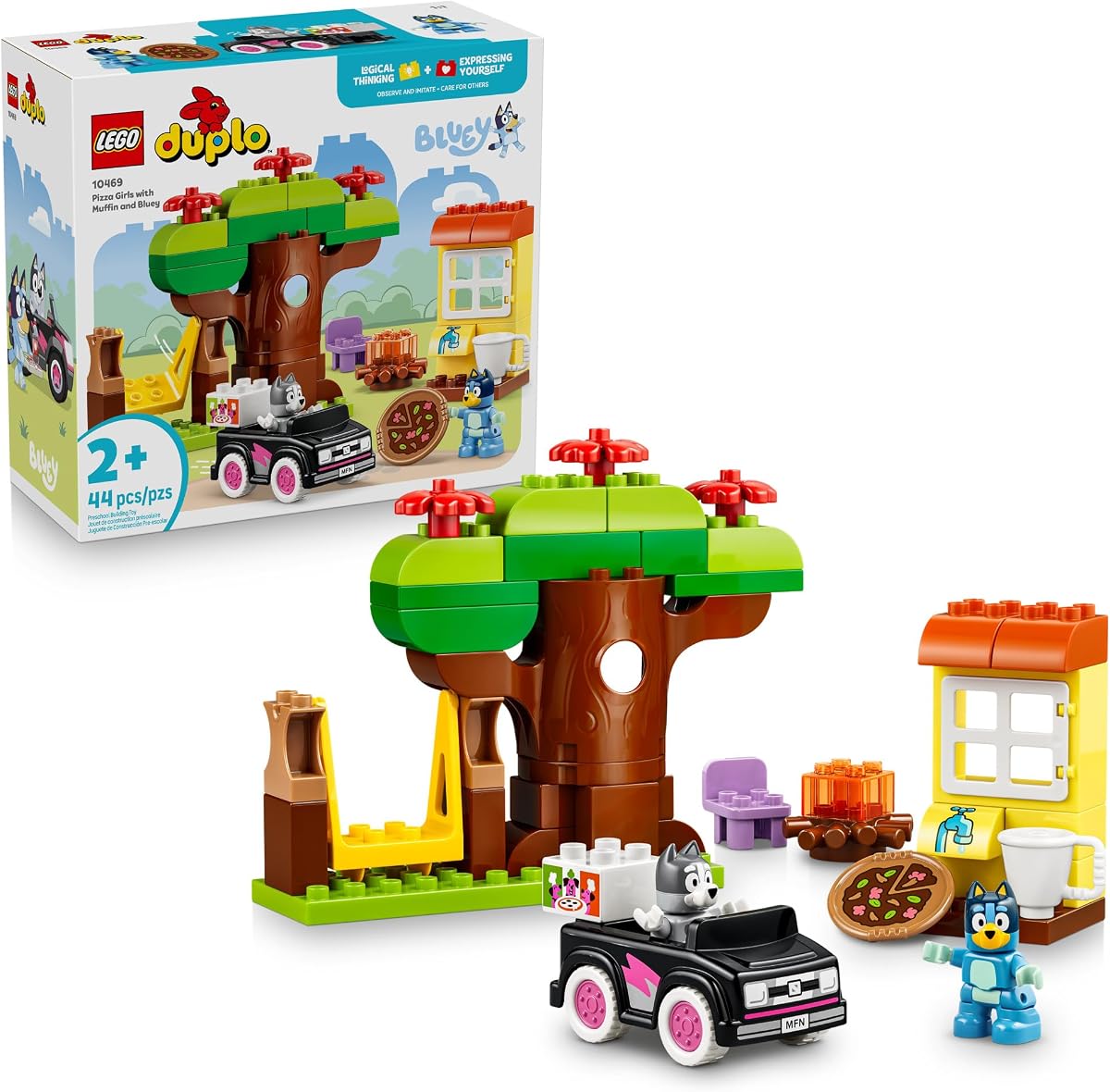 DUPLO Bluey Pizza Girls con Muffin y Bluey - Juguete de aprendizaje y construcción para niños pequeños, a partir de 2 años - Set de juego Bluey con 2 figuras de juguete para niños y niñas - Idea de regalo para cumpleaños - 10469