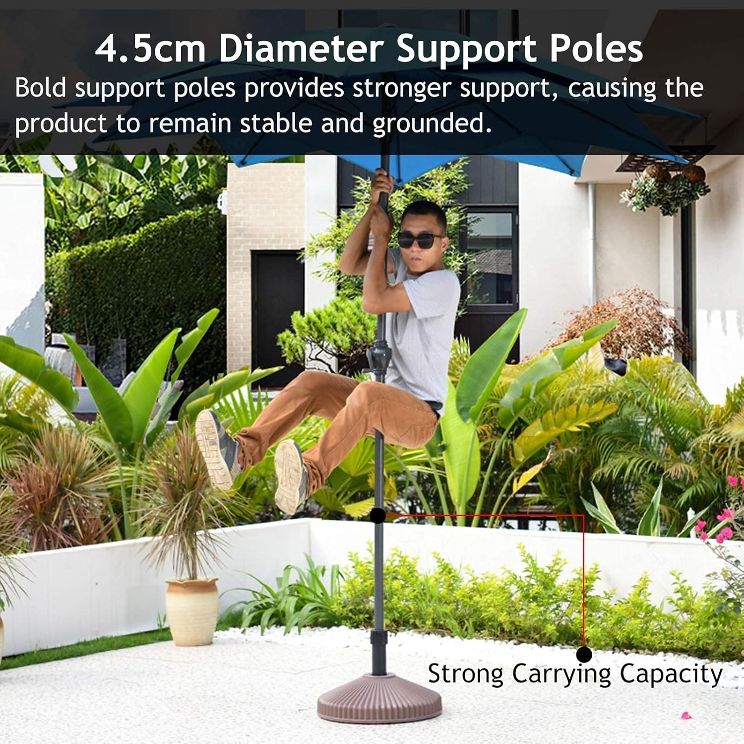 Parasol Umbrella Balcony Parasol Patio Umbrella Canopy, Garden Table Umbrella Plants Shade Umbrella with Double-top Canopy Design, WineRed