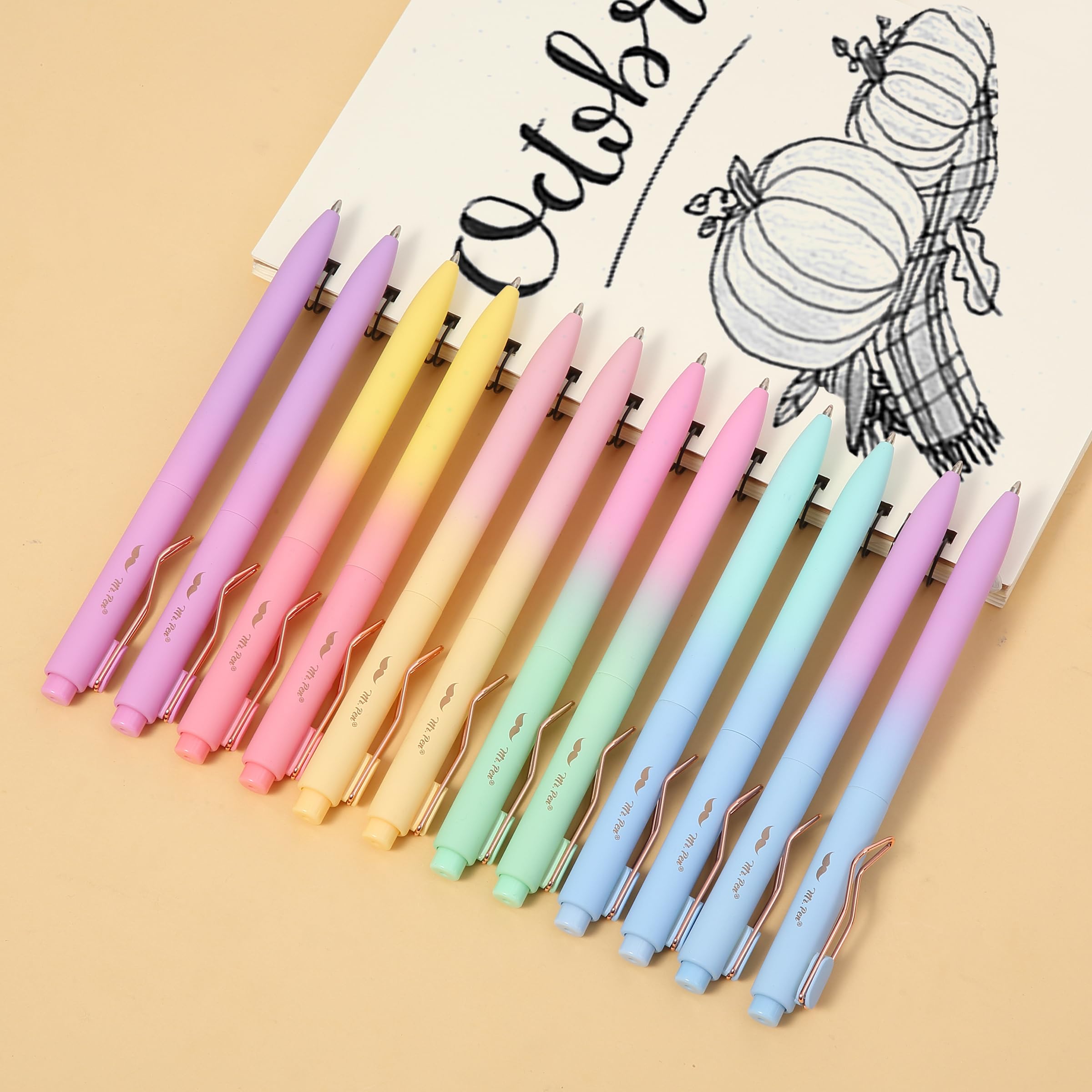 Mr Pen- Ballpoint Pens 12 Pack Gradient Color Barrels Black Ink Cute Ballpoint Pens Black Ink Cute Pens — view 6
